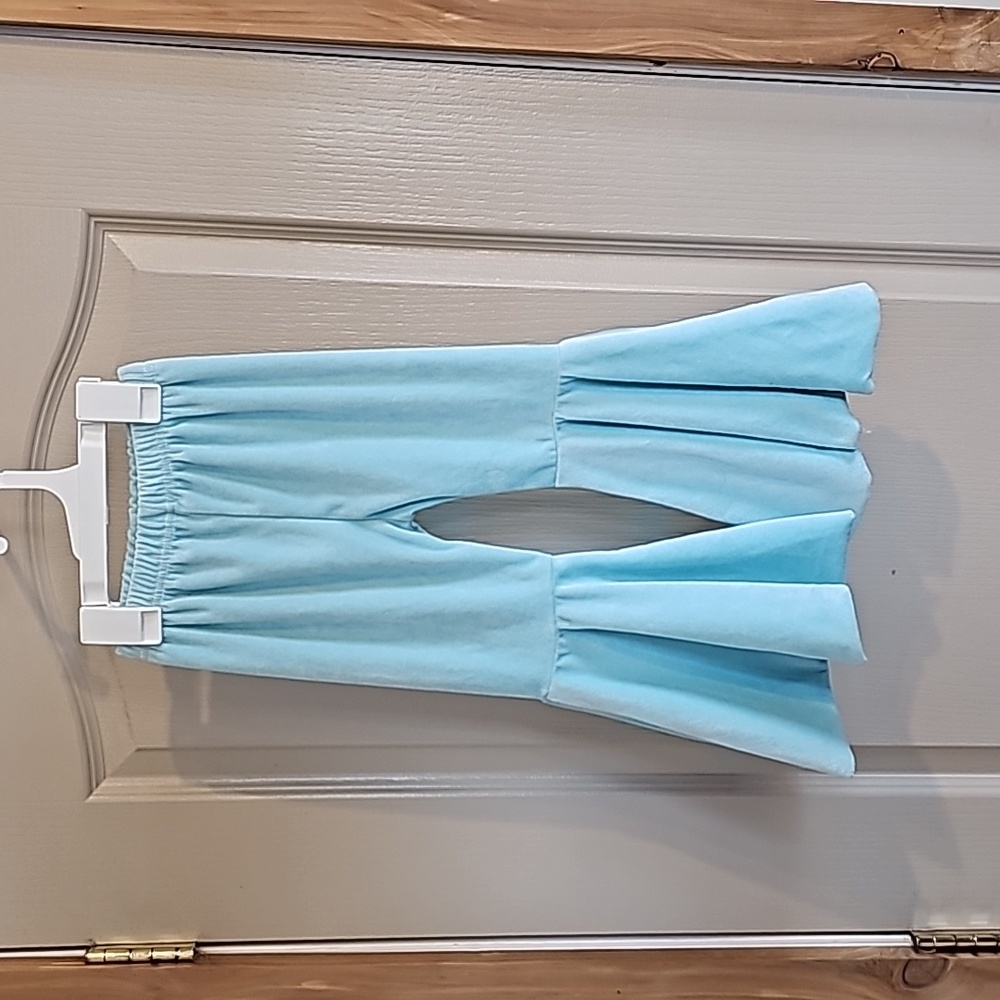 Honey Bean 3T Girls Turquoise Velvet Flare Pants